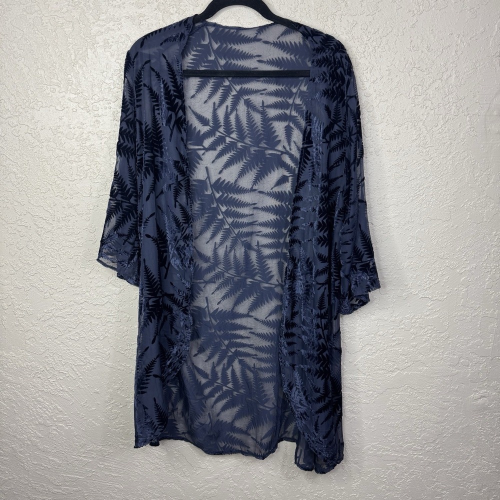 Velvet Burnout Open Kimono Boho Whimsigoth Floral Shawl Cardigan Festival Sheer